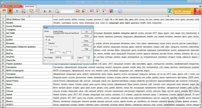 Microsoft Excel Viewer - Скриншот 3
